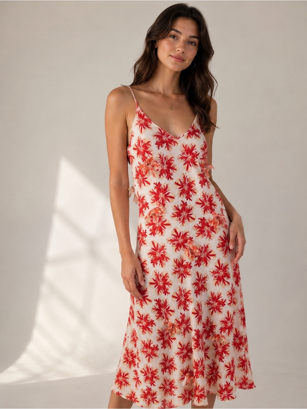 Vintage Gianfranco Ferre 3D Floral Slip Dress 90s Bias Cut Midi IT 46 US 10
